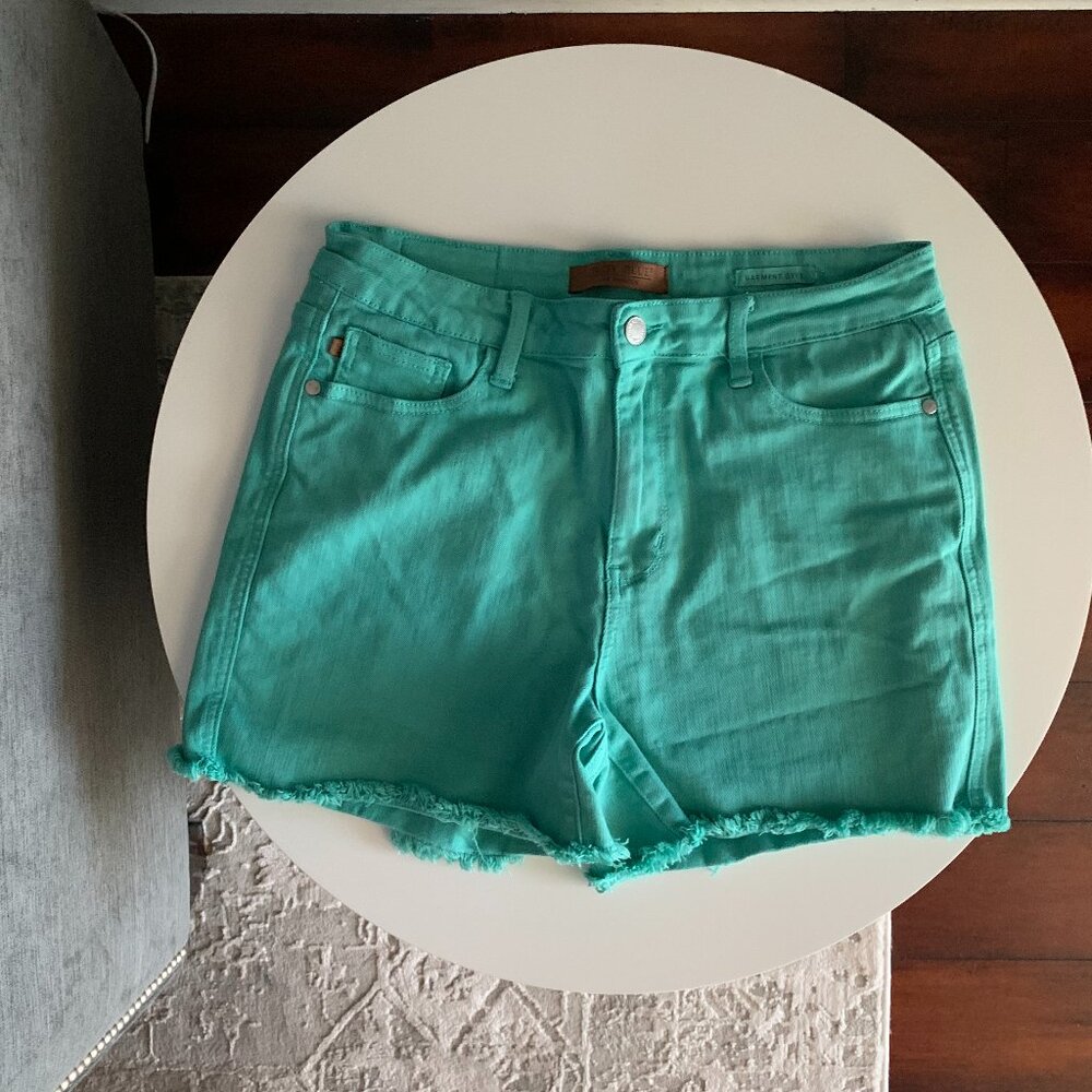 Judy Blue blue-green jean shorts Sz XL